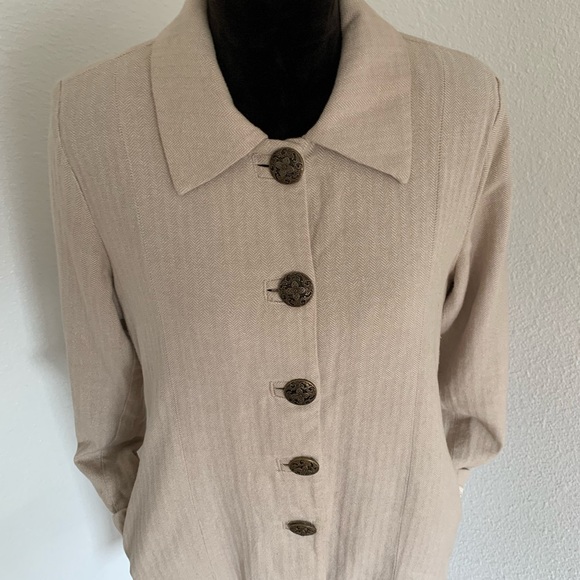 Soft Surroundings Floral Appliquéd Topper Long Collared Coat - Size Medium - Picture 2 of 13